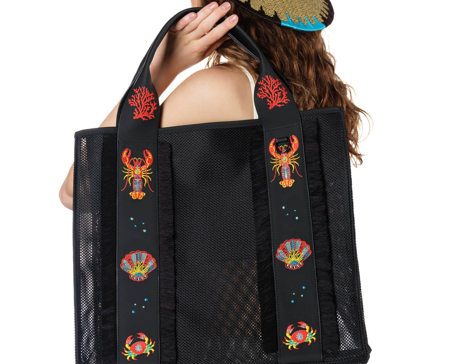 Happy-Nes mesh beach bag with summer essentials