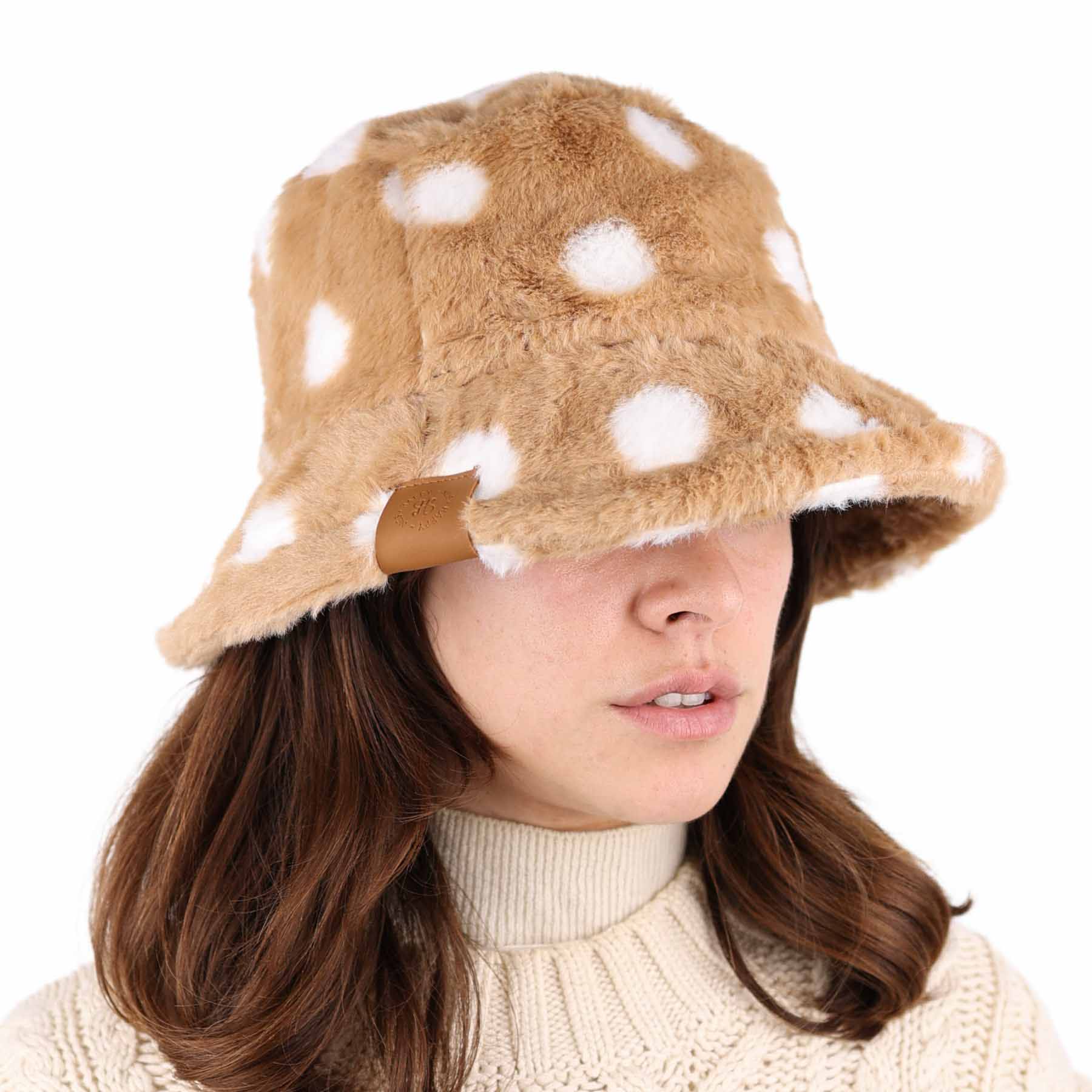 Brown White Dotted Bucket Hat