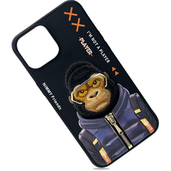 Nimmy Gorilla Embroidered iPhone 15 Pro Max Black Case