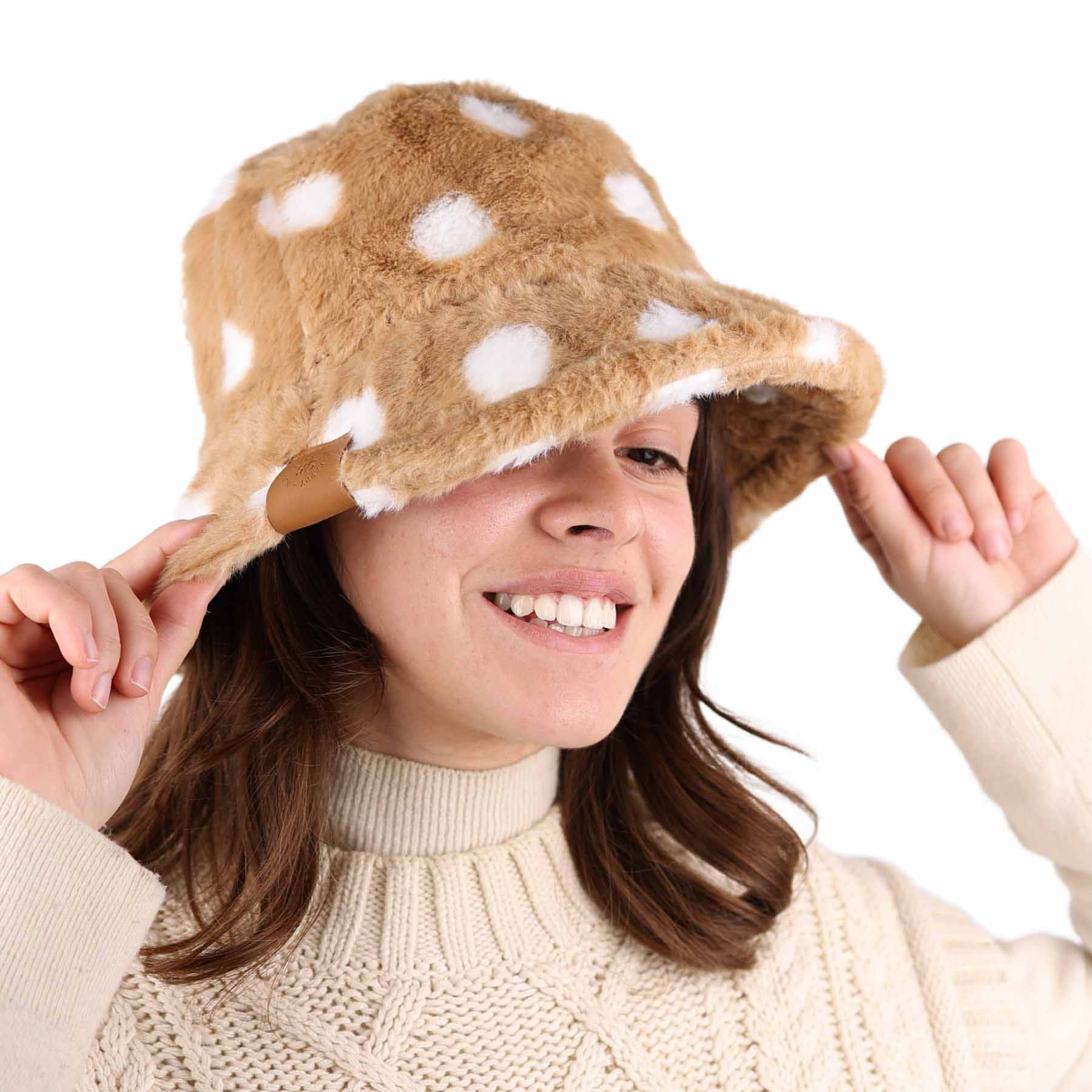 Brown White Dotted Bucket Hat