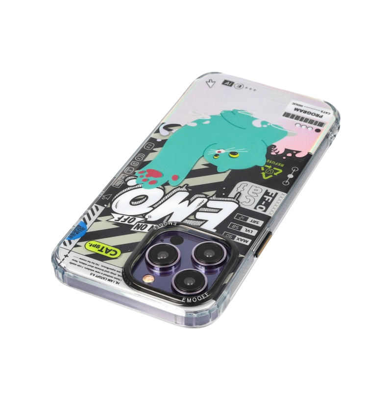 EMO OFF Cat Series Green iPhone 14 Pro 3D Case