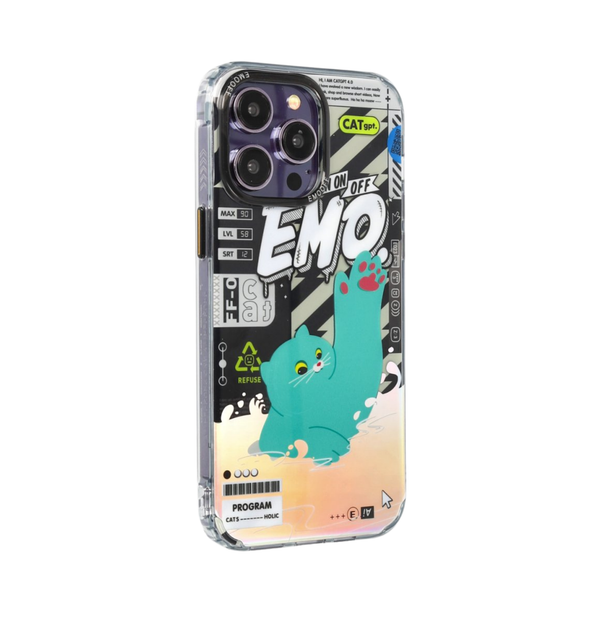 EMO OFF Cat Series Green iPhone 14 Pro 3D Case