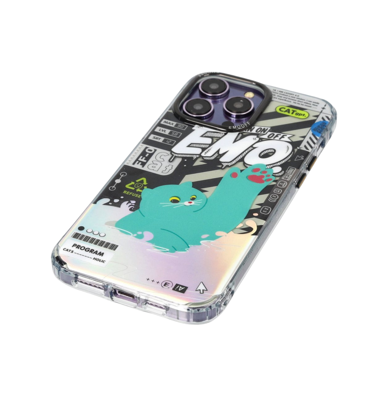 EMO OFF Cat Series Green iPhone 14 Pro 3D Case