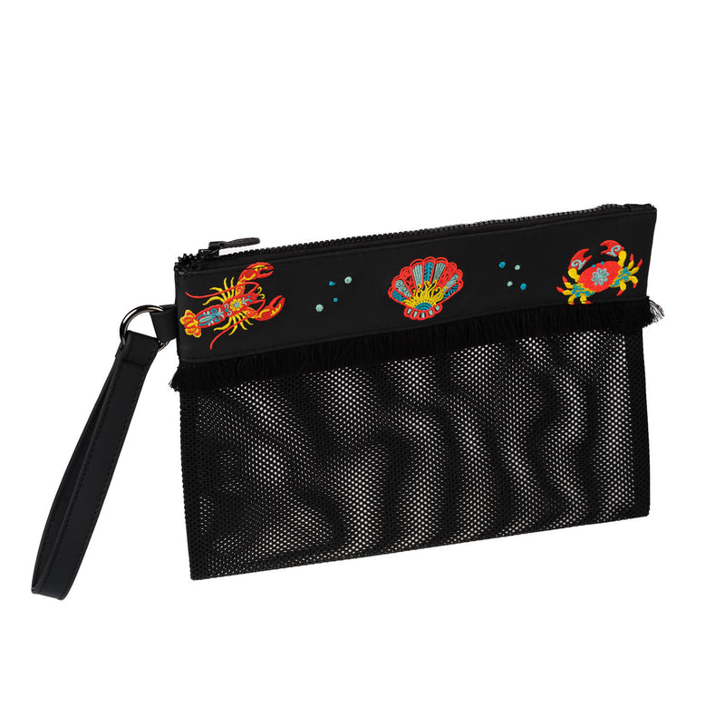 La Superba Black Mesh Clutch