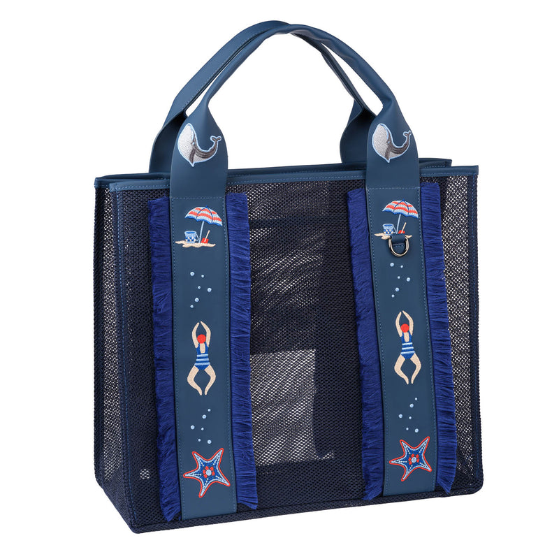 Deep Sea Navy Blue Beach Bag