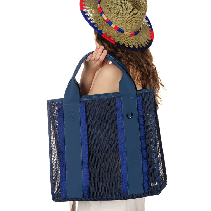 Deep Sea Navy Blue Beach Bag