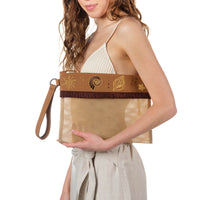 Safari Beige Brown Mesh Clutch - Camel / Daily