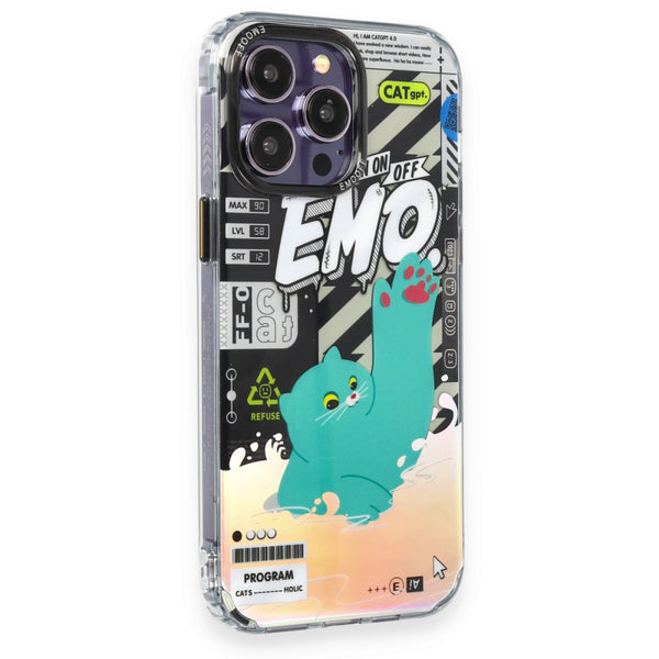 EMO OFF Cat Series Green iPhone 14 Pro 3D Case