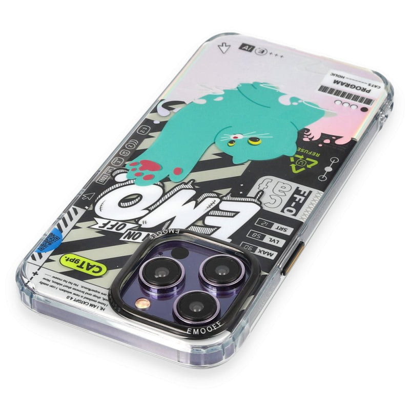 EMO OFF Cat Series Green iPhone 14 Pro 3D Case