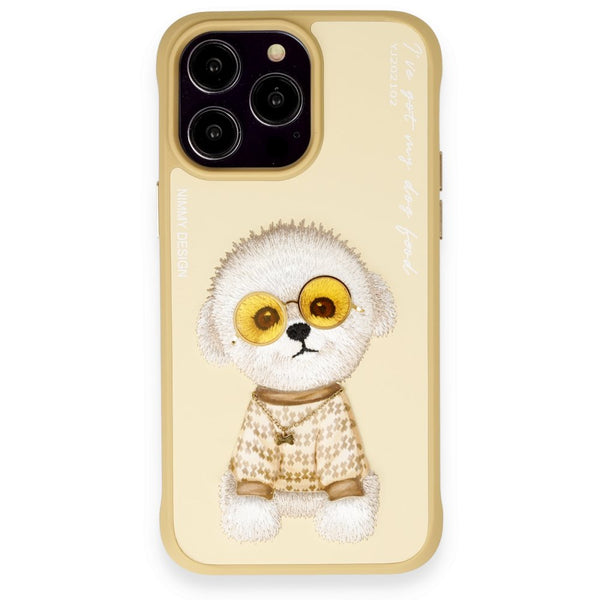 Nimmy Dog Embroidered iPhone 14 Pro Max Yellow Case