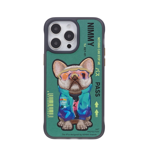 Nimmy Dog Embroidered iPhone 14 Pro Max Green Case