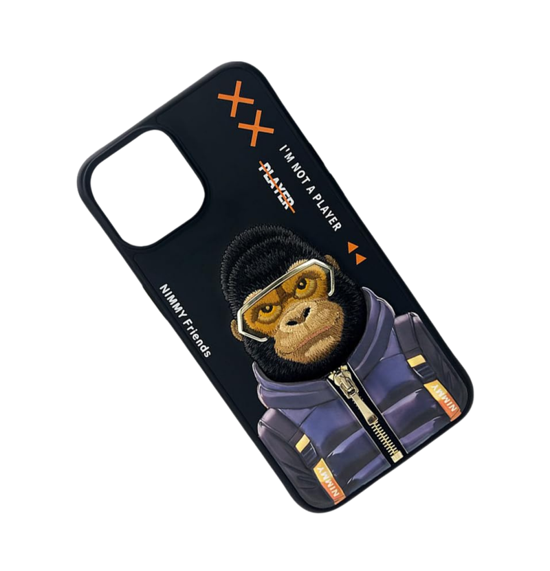 Nimmy Gorilla Embroidered iPhone 15 Pro Max Black Case