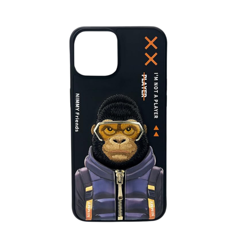 Nimmy Gorilla Embroidered iPhone 15 Pro Black Case