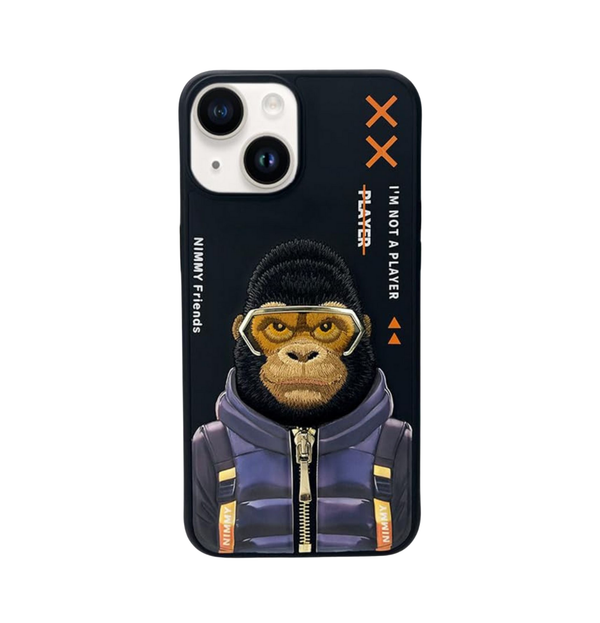 Nimmy Gorilla Embroidered iPhone 15 Pro Max Black Case