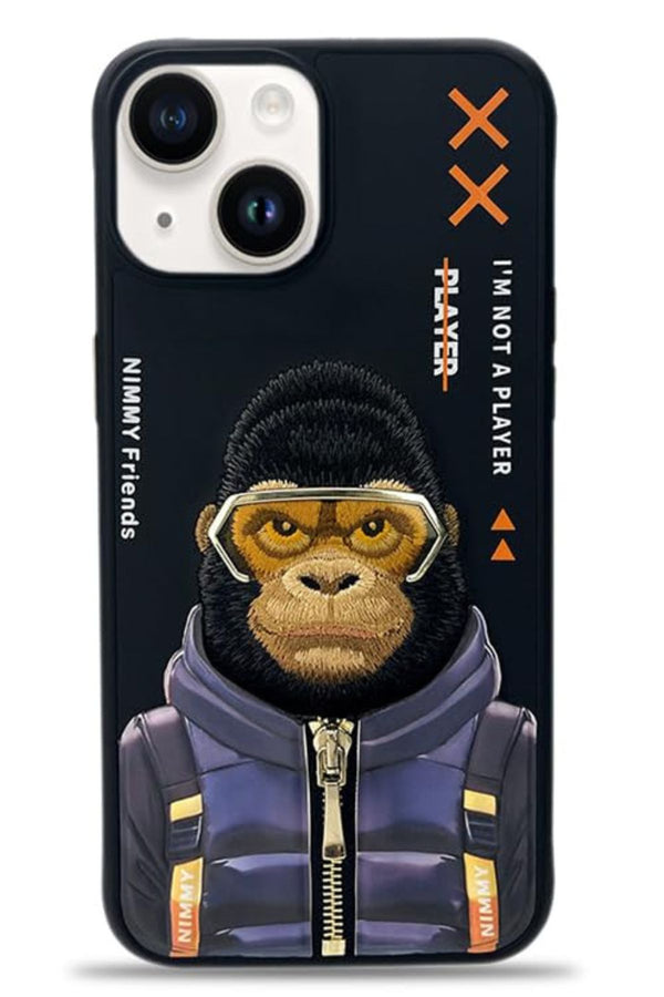 Nimmy Gorilla Embroidered iPhone 15 Pro Black Case
