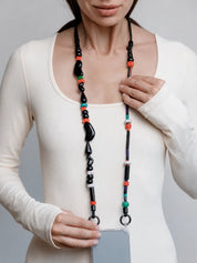 Onyx Adjustable Phone Strap — handmade beaded phone strap in black, hands-free crossbody – photo 3