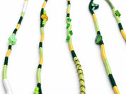Botanica Beaded Lightning EarPods — handmade Apple Lightning earphones in lime, forest green and yellow with kiwi, leaf and evil-eye beads – photo 3