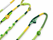 Botanica Beaded USB-C EarPods — handmade Apple USB-C earphones in lime, forest green and yellow with kiwi, leaf and evil-eye beads – photo 2