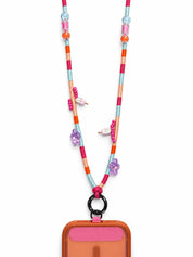 Full length of the Capri adjustable phone strap attached to a phone, showing the 95-120 cm crossbody cord