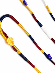 Carnival Beaded USB-C EarPods — handmade Apple USB-C earphones in yellow, navy and burgundy with flower, heart and leaf beads – photo 4