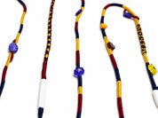 Carnival Beaded USB-C EarPods — handmade Apple USB-C earphones in yellow, navy and burgundy with flower, heart and leaf beads – photo 5
