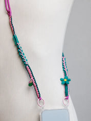 Jungle Pop Phone Strap — handmade beaded phone strap in pink, hands-free crossbody – photo 7