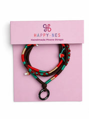 Marrakech handmade phone strap coiled on the pink Happy-Nes gift box