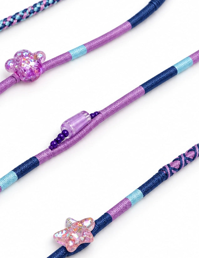 Mermaid Beaded USB-C EarPods — handmade Apple USB-C earphones in purple, navy and sky blue with starfish, sea turtle and heart beads – photo 2