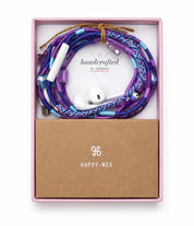 Mermaid Beaded USB-C EarPods — handmade Apple USB-C earphones in purple, navy and sky blue with starfish, sea turtle and heart beads, in Happy-Nes gift box