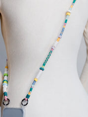 Pearl Adjustable Phone Strap — handmade beaded phone strap in white, hands-free crossbody – photo 5