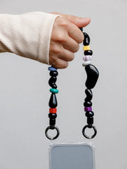Onyx Phone Strap — handmade beaded phone strap in black, hands-free crossbody – photo 2