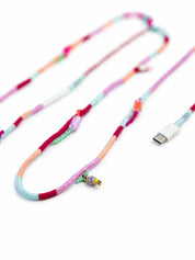 Sorbet Beaded USB-C EarPods — handmade Apple USB-C earphones in mint, peach, lilac and raspberry with an ice-cream charm and cube beads – photo 3