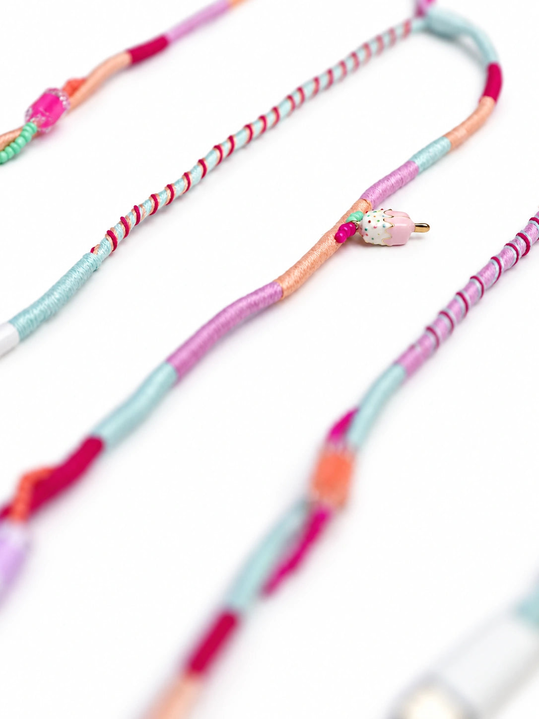 Sorbet Beaded USB-C EarPods — handmade Apple USB-C earphones in mint, peach, lilac and raspberry with an ice-cream charm and cube beads – photo 4